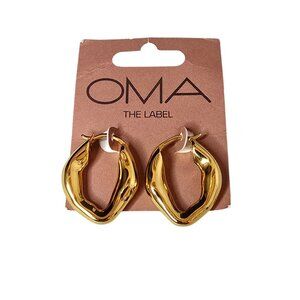 Oma The Label The Mira 18 Karat Gold-Plated Hoop Earrings NWT MSRP $99